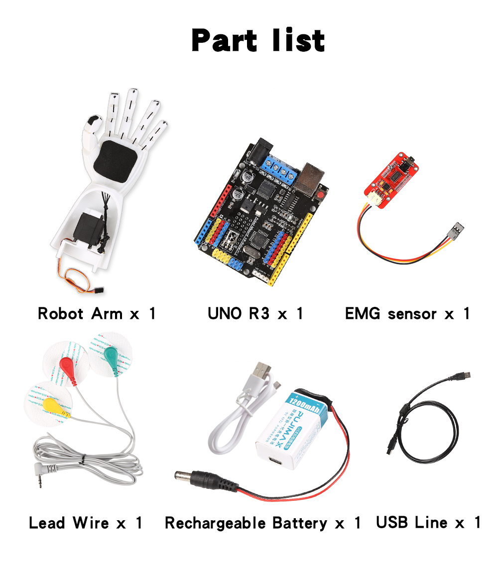 Cảm biến EMG, cánh tay robot,  - đánh giá và giá Arduino Robot