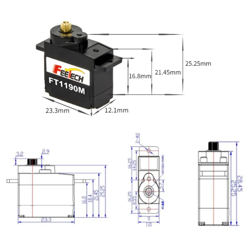 FEETECH FT1190M 4.8-6v 3.5kg M - đánh giá và giá Microbit Robot